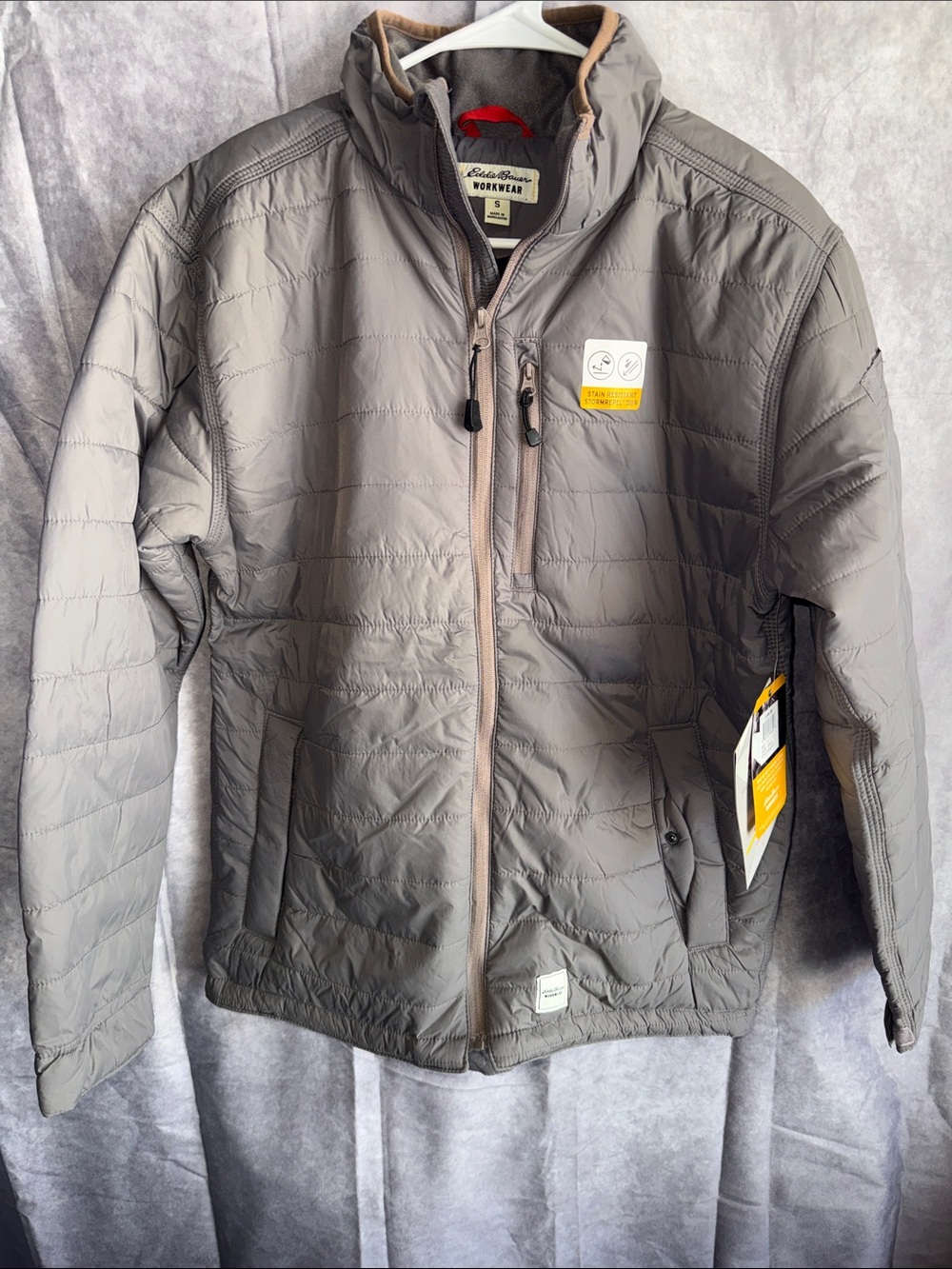 Eddie Bauer Men’s Light Gray Quilted Puffer Jacket